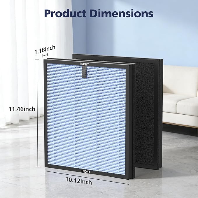 4-Pack HAP603 Replacement Filter Compatible With ECOSELF HAP603 & HAP603WF Air Purifier, 3-IN-1 Hepa Filter with Activated Carbon for Home Office, # RFHAP603, Blue