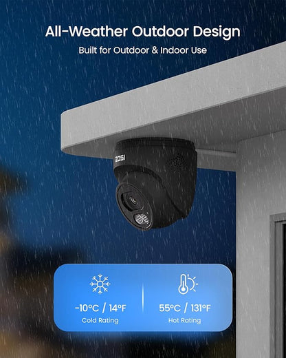 ZOSI C220 16CH 4K PoE Home Security Camera System, 16 Channel 4K 8MP NVR with 4TB HDD for 24/7 Record, 14 x 4MP(1440p) QHD 2.5K Dome IP Cameras Outdoor Indoor, Smart AI Human Detection, Two-Way Audio