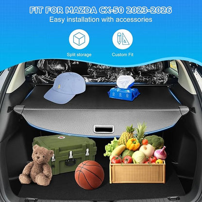 AUXKO Retractable Cargo Cover for Mazda CX-50 2026 2025-2023, Trunk Cargo Cover Luggage Security Shade Cover for 2026 2025 Mazda CX50 Shielding Shade Anti-Peeping Luggage Privacy Screen, Carbon Fiber
