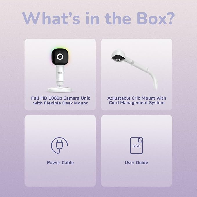 Hubble Connected SkyVision AI-Enhanced Smart Camera Baby Monitor with Secure Connection, Crib Mount, Remote Pan Tilt Zoom, 2-Way Talk, Night Vision, Nightlight, Soothing Sounds, Wellness Tracker, App
