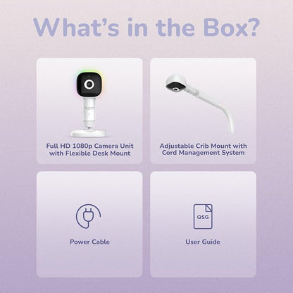 Hubble Connected SkyVision AI-Enhanced Smart Camera Baby Monitor with Secure Connection, Crib Mount, Remote Pan Tilt Zoom, 2-Way Talk, Night Vision, Nightlight, Soothing Sounds, Wellness Tracker, App