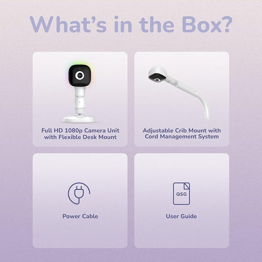 Hubble Connected SkyVision AI-Enhanced Smart Camera Baby Monitor with Secure Connection, Crib Mount, Remote Pan Tilt Zoom, 2-Way Talk, Night Vision, Nightlight, Soothing Sounds, Wellness Tracker, App