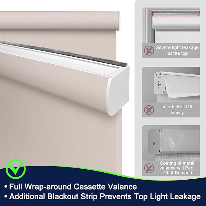 BERISSA Motorized Blinds with Remote,Light Filtering Smart Blinds for Windows,Solar Fabric,Remote Control,Thermal Insulated Automatic Blinds,Electric Blinds with USB/Solar Pannel.Solar Beige