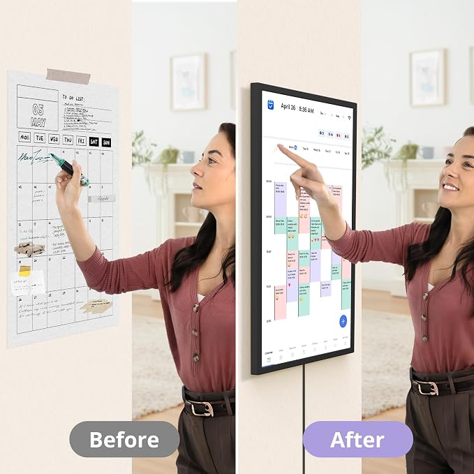 Digital Wall Calendar 32 Inch Touch Screen, Electronic Smart Calendar Chore Chart for Family Schedule/Monthly/Weekly Planner and Kids Rewards, Large 1080P Interactive Touchscreen Display