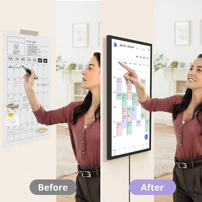 Digital Wall Calendar 32 Inch Touch Screen, Electronic Smart Calendar Chore Chart for Family Schedule/Monthly/Weekly Planner and Kids Rewards, Large 1080P Interactive Touchscreen Display