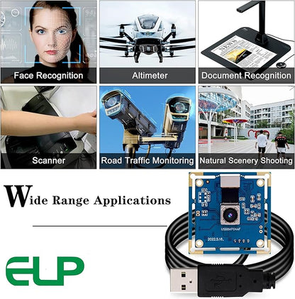 ELP 8MP USB Camera - Autofocus 4K PC & Raspberry Pi Mini UVC USB2.0 Webcam Board IMX179 Industrial Lightburn Camera for Laptop