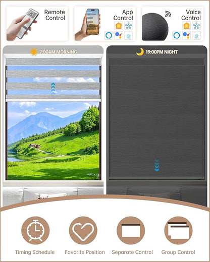 Kincmo Motorized Blinds with Remote, Motorized Zebra Shades Work with Apple Homekit,Alexa,Google Home, Customized Electric Blinds with Remote,App,Voice Control (70% Blackout Galaxy Grey)
