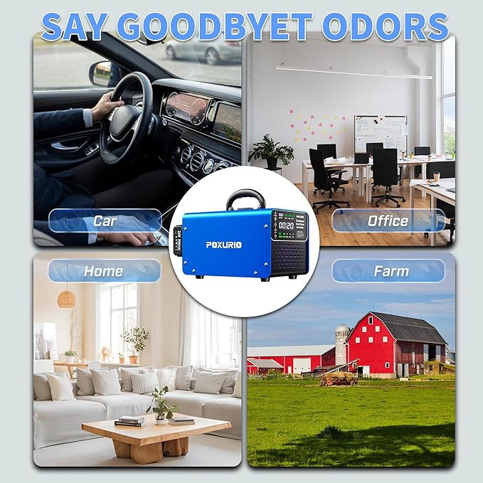 Cordless Ozone Generator - 1,000,000mg/h Professional Grade Covers 10000 Sq-Ft+, 2026 Upgraded Portable Deisgn with 2x 5000mAh Battery for 8-10 Hours Use, With Remote Control&LCD Screen