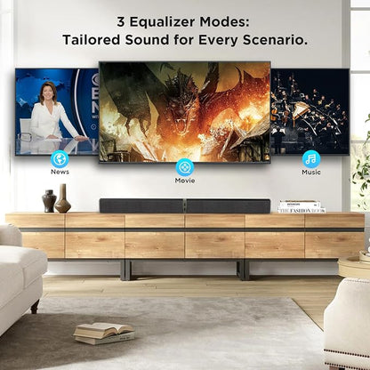 MZEIBO Sound Bar for Smart TV，80W Bluetooth Soundbar 2-in-1 Detachable TV Speaker with Bluetooth 5.0/ARC/Optical/AUX, Home Theater Surround Sound System for TVs