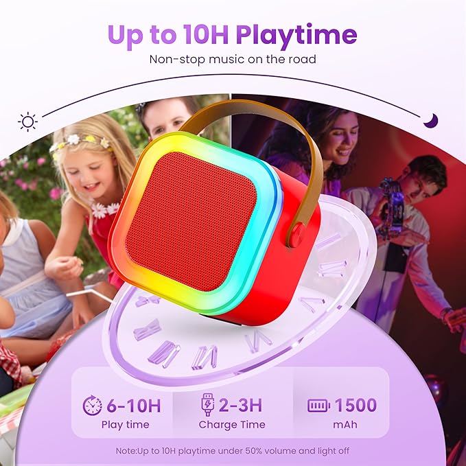 Mini Karaoke Machine for Kids Adults, 2026 TOP Birthday Gifts for Girls Boys 3,4,5,6,7,8+Year Old Toddler Toys, Portable Bluetooth Speaker with 2 Wireless Karaoke Microphones Player (Red)