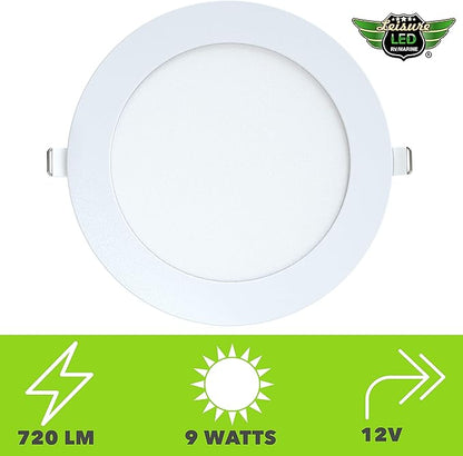 5 Pack Leisure LED RV Boat Recessed Ceiling Light 720 Lumen Super Slim LED Panel Light DC 12V 5.75" 9W Full Aluminum Downlights (Natural White)