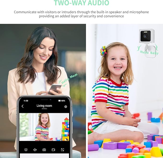 Weatherproof Indoor and Outdoor IP65 2K Wi-Fi Smart Home Security Camera with Color Night Vision, 2-Way Audio, Wireless Camera for Pets, Babies, Dogs & Cats, Nanny, Elderly Video Surveillance (2)