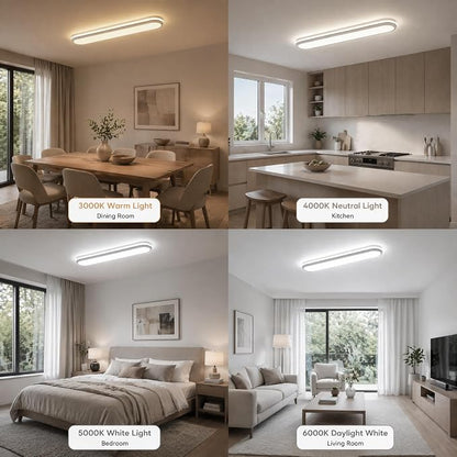 28.3 Inch Modern Smart LED Ceiling Light,40W High Brightness Linear Flush Mount Light Fixture,Dimmable Long Led Ceiling Lamp with Remote Control for Kitchen,Garage,Hallway,Laundry,Study Room