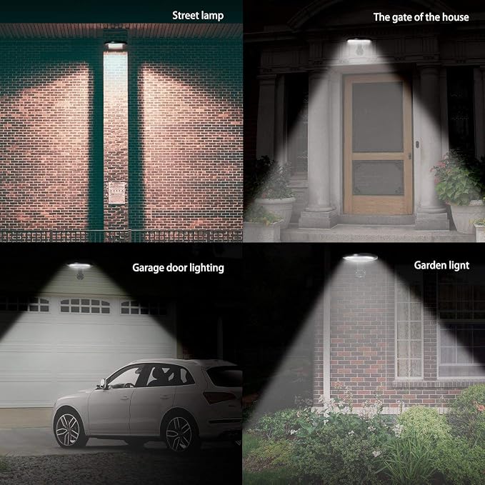 EE805W56 Solar Motion Sensor Security Wall Light – 56 LED Outdoor Solar Powered Light, 50W Equivalent, Dusk-to-Dawn Dim-to-Bright Mode, 180° Detection, IP65 Waterproof for Patio, Yard, Garden & Porch