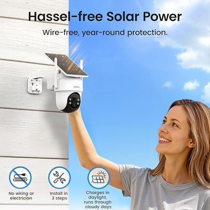 aosu D1 Classic 8-Cam Wireless Outdoor Security System, Solar Powered, 3K FullColor Night Vision, 360° PTZ, Smart AI Tracking, Local 32GB (Up to 16TB), One App Control, No Subscription Required