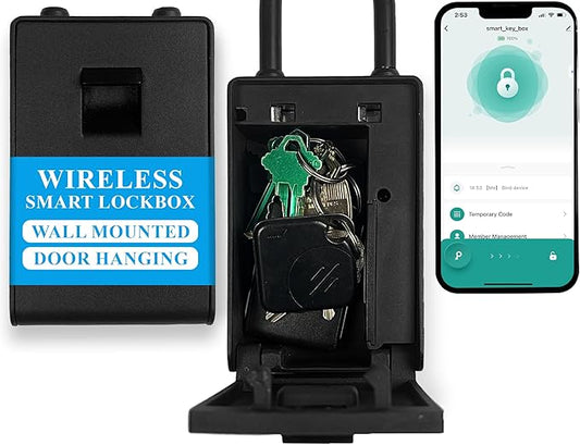 Kingsley Smart Wall Mount Key Lock Box with Bluetooth Keyless Entry, Extra Large for Keys & Access Cards, Auto Lock, App Control, IP65 Waterproof, Secure Code, for Home, Office, & Airbnb (Standard)