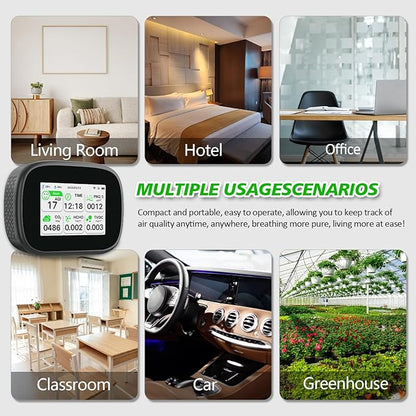 18-in-1 Smart Air Quality Monitor - Indoor WiFi Air Quality Detector with Dual Chip, Real-Time for AQI, CO2, PM2.5, PM1.0, PM10, TVOC, HCHO, Time, Temperature & Humidity with APP (Black-White)