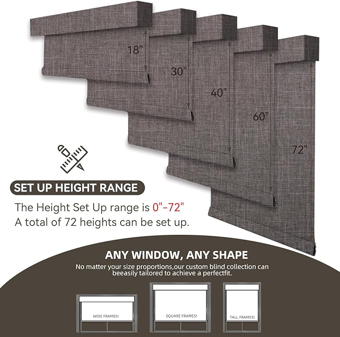 Smart Remote-Controlled Electric Roller Blinds,Motorized Blinds with Remote,100% Blackout Smart Roller Blinds Compatible with Apple Homekit Google Home and Alexa Via HUB (Dark Gray, W23''×H72'')