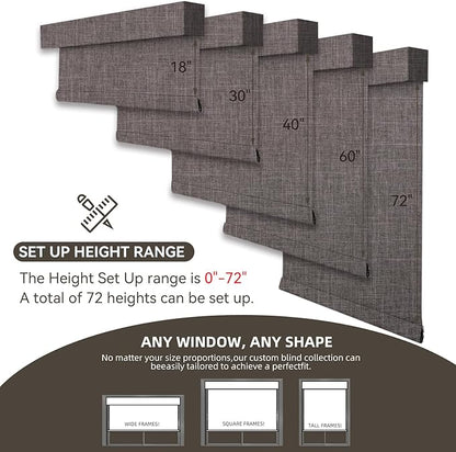 Smart Remote-Controlled Electric Roller Blinds,Motorized Blinds with Remote,100% Blackout Smart Roller Blinds Compatible with Apple Homekit Google Home and Alexa Via HUB (Dark Gray, W23''×H72'')