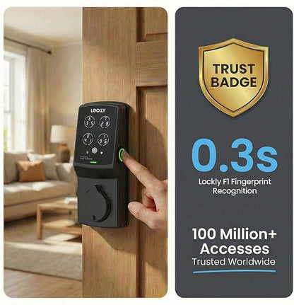 Lockly Secure Plus, Keyless Entry Door Lock, Smart Locks for Front Door, Smart Lock Deadbolt, PIN Genie® Keypad, 3D Biometric Fingerprint Sensor, Auto Lock Smart Door Lock