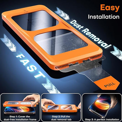 TOCOL for iPhone 16 Pro Max Screen Protector, 9H Hardness Military Grade Shatterproof HD Tempered Glass Full Coverage Easy Installation Case Friendly 2 Pack