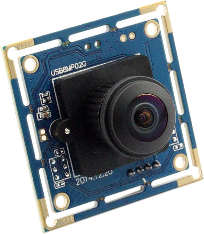 ELP 8mp USB Camera Wide Angle with 180degree Fisheye Lens 4K Embedded Webcam Board for Computer 2448P CMOS IMX179 UVC USB2.0 Video Industrial PC Camera for Machine Vision