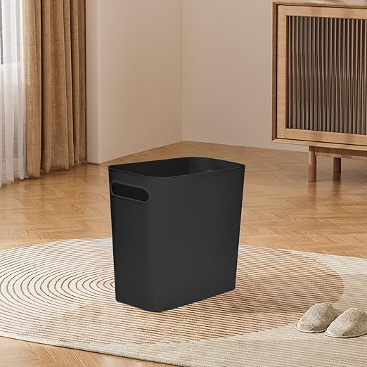 Versatile 1.8 Gallon Plastic Trash Can - The Compact Bin for Bathroom, Kitchen, or Home Office - Black