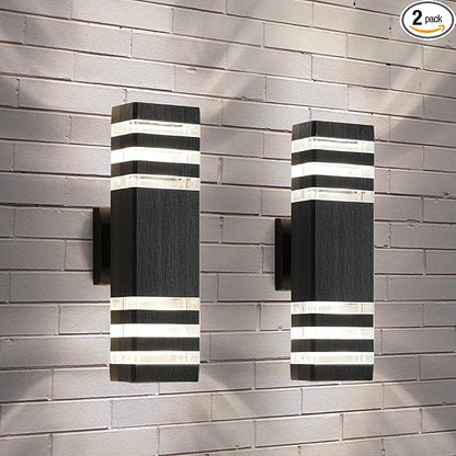 2 Pack LED Up and Down Lights, Outdoor Light Fixture, Exterior Lights for House, GU10 Bulbs 14W IP65 3000K 1200LM Warm White, Square Outdoor Sconce for Front Porch, Patio, Garage