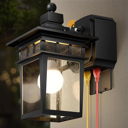 Dusk to Dawn Outdoor Lights with GFCI Outlet Sensor Outside Exterior Porch Wall Light Fixture, Anti-rust Wall Mount Lantern,Waterproof Wall Sconce,Outside Lights for House Front Door,Bulb not Included