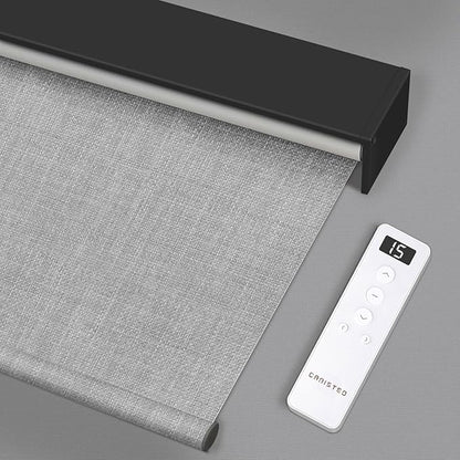 Motorized Blinds Roller Shade with Remote: Canisteo Automatic Smart Blind for Windows 100% Blackout, Electric Blinds Compatible with Alexa/Google Home/Apple Homekit, Customized Size,Aura Pale Grey