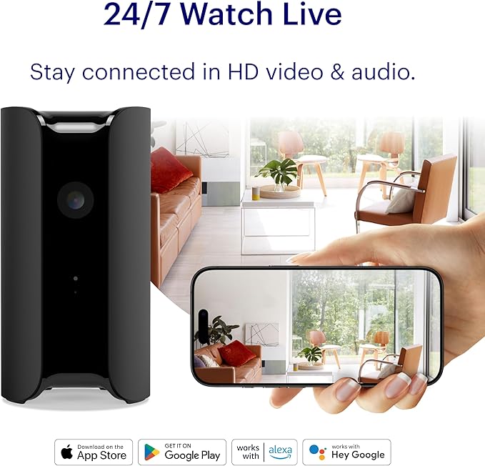 CANARY View: Indoor Security Camera | Home Monitoring, WiFi, Wide-Angle Lens, Motion Alerts, Compatible with Alexa & Google Home, Black