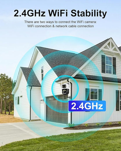 6MP Dual Lens Wireless Outdoor Security Camera Outdoor, WiFi Home Survaillance Camera, PTZ, 355°Pan, 90° Tilt, Human Detection & Auto Tracking, 2-Way Audio, IP66, 24/7 Recording,Night Vision