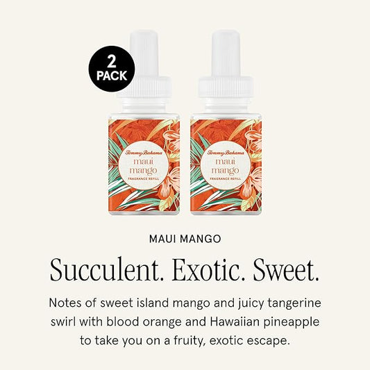 Pura & Tommy Bahama Home Scent Refill - Smart Home Air Diffuser - Premium Fragrance in Every Refill - Household Essential - Diffuser Fragrance - 2 Pack, Maui Mango