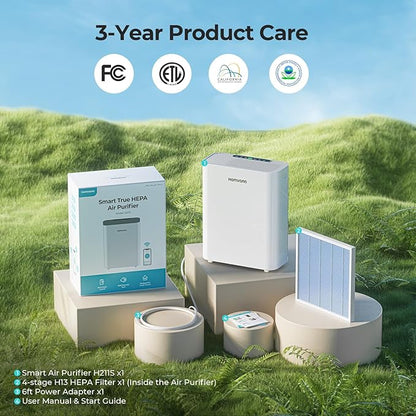 Homvana Air Purifier for Home Larger Room Bedroom, H13 True HEPA Air Filter Purifiers Cleaner, with Auto Mode, Quality Indicator, SilentAir Tech, Ozone Free for Pets Allergies Smokers Dust Pollen etc
