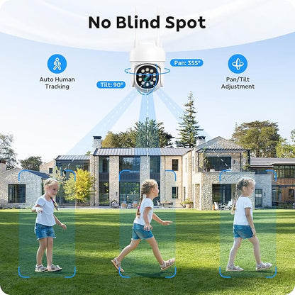 Wireless Security Camera System, CAMCAMP 24/7 Recording Security Cameras Wireless Outdoor 16CH NVR PTZ View 2.4G& 5G WiFi Auto Human Tracking Smart Color Night Vision for Home CCTV Surveillance Kit(8)