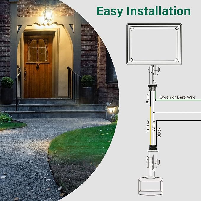 Motion Sensor, 180-Degree Replacement Motion Detector, Adjustable Time & Detection Sensitivity Up to 60 Feet Range, 3 Working Modes Pir Motion Sensor for Security Floodlight, Brown, UL Listed