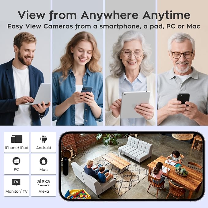 xmartO 4K 8MP Heavy-Duty WiFi 6 Security Camera System Bundle, 10-Channel NVR & 4 Heavy-Duty 8MP Plug-in AI PTZ Wireless Cameras, 2-Way Audio, IP66 Weatherproof, Long Range WiFi6, 0 Monthly Fee