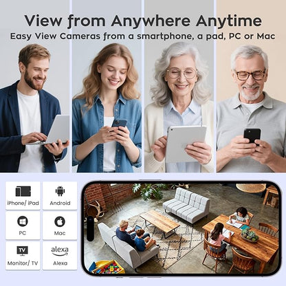 xmartO 4K 8MP Heavy-Duty WiFi 6 Security Camera System Bundle, 10-Channel NVR & 4 Heavy-Duty 8MP Plug-in AI PTZ Wireless Cameras, 2-Way Audio, IP66 Weatherproof, Long Range WiFi6, 0 Monthly Fee