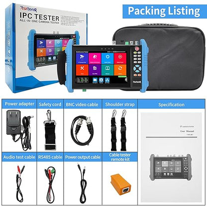 Rsrteng CCTV Camera Tester, 8K 32MP IP Camera Tester with POE++ Max 90W 8MP CVI TVI AHD SDI CVBS Camera Tester 7inch IPS Touch Screen CCTV Tester Support SFP, WiFi HD IPC Tester IPC-9800ADHS Pro