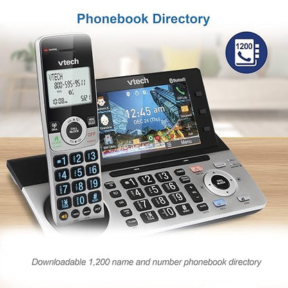 VTech IS8251-3 Business Grade 3-Handset Expandable Cordless Phone for Home Office, 5" Color Display, Programmable Short Cut Keys, Smart Call Blocking, Answering System,Bluetooth Connect to Cell