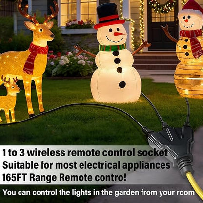 AC 110V-250V Outdoor Remote Control Outlet with 3 Grounded Outlets