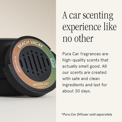 Pura & Moodcast - Fragrance for Pura Car Diffuser - Clean & Safe Luxury Scent Refill - Long-Lasting Fragrance for 30 Days of Aroma - Spring & Summer Car Accessory - Beach Vacay