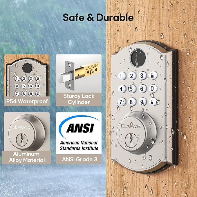 M19 Fingerprint Door Lock, Smart Keyless Entry Deadbolt for Front Door SN