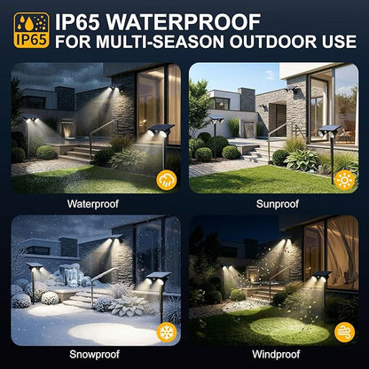 Solar Spot Lights Outdoor Waterproof 2Pack,2 Modes Motion Sensor Landscape Lighting for Outside Yard Garden Pathway,2-in-1 Wall&Spot LED Lights with 360° Adjustable Dual Heads(Cool White)