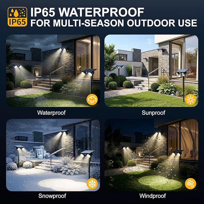 Large Solar Spot Lights Outdoor Motion Sensor,2 Modes Waterproof Landscape Lighting for Yard Garden Pathway,2-in-1 Wall&Spot LED Lights with 360° Adjustable Dual Heads(Cool White)