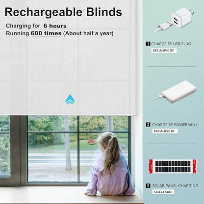 Aprilsmart Motorized Blinds with Remote,Light Filtering Motorized Roller Shades Work with Apple Homekit,Alexa,SmartThings,Google Home,Customize Blinds(Essential White-55)