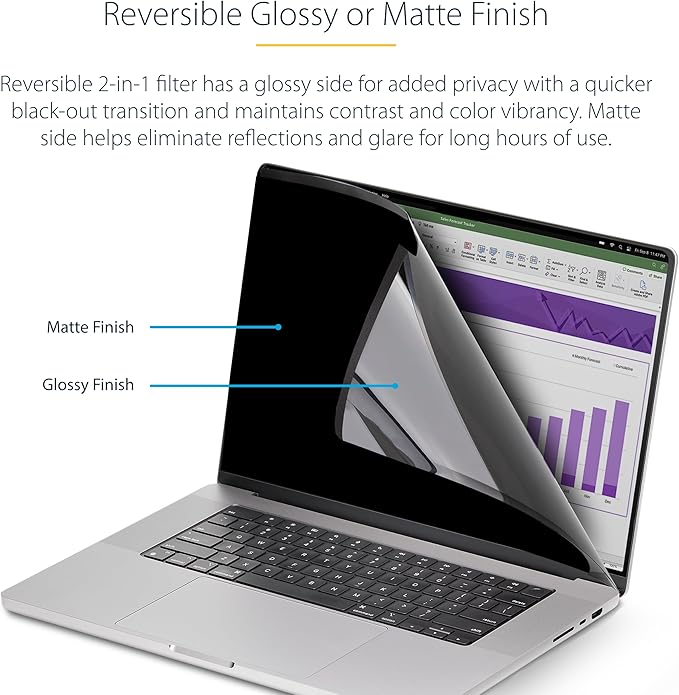 StarTech 14-inch MacBook Pro M1 M2 M3 M4 M5 Magnetic Laptop Privacy Screen, Reversible Anti-Glare Matte,Glossy Sides, Privacy Filter