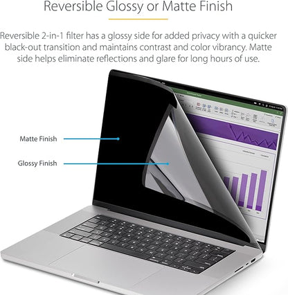StarTech 14-inch MacBook Pro M1 M2 M3 M4 M5 Magnetic Laptop Privacy Screen, Reversible Anti-Glare Matte,Glossy Sides, Privacy Filter