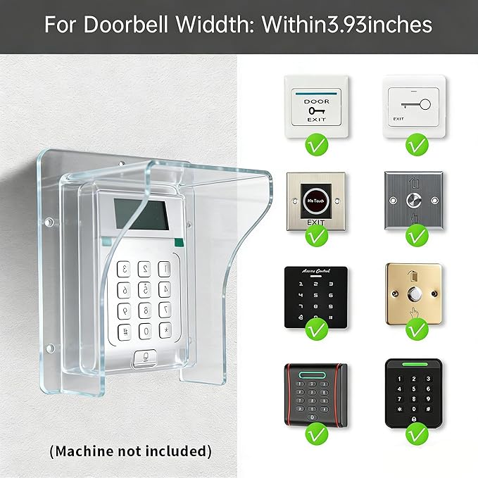 Doorbell Rain Cover Weatherproof for Ring Nest Video Doorbells, Universal Keypad Cover Protector for Outside Camera Door, Gate Access Control, Fingerprint Lock (M - Clear Without lid)