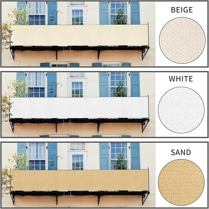 LOVE STORY Balcony Privacy Screen, 3'x7' Deck Shield Screen Fence Cover,UV Protection and Weather-Resistant,3 FT Height for Deck, Patio, Backyard, Outdoor Pool, Porch, Railing, White